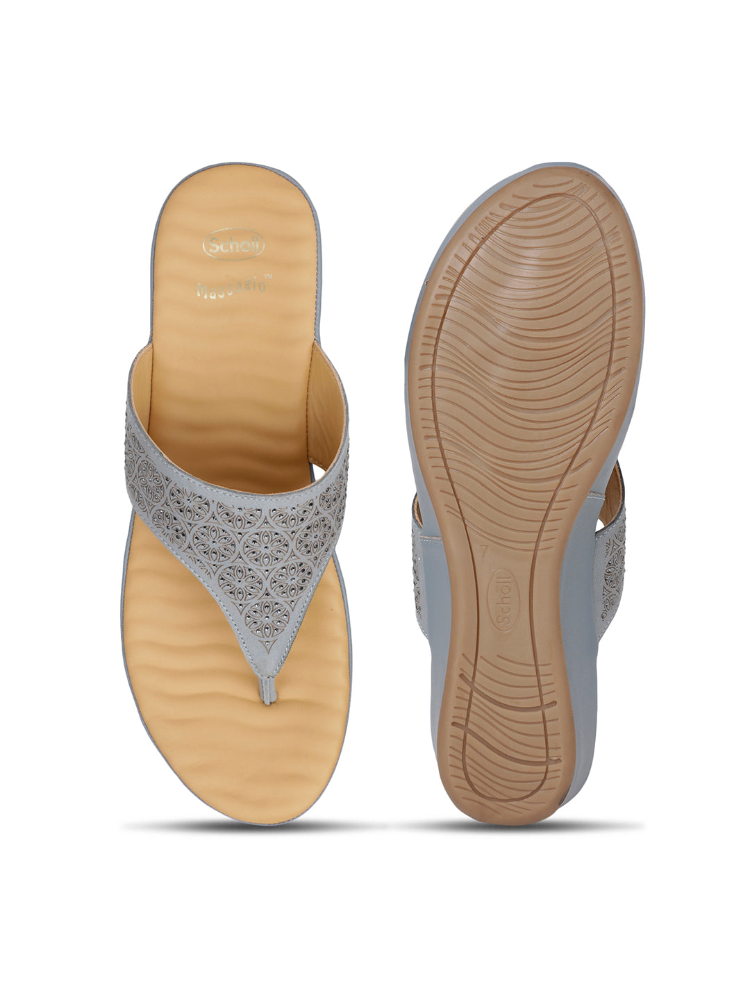 Scholl Women Blue Wedge Heel Thong Sandal - Blue - View 4