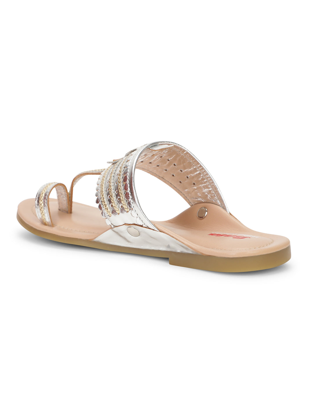 Bata Women Silver Casual Toe Ring Flats - Silver - View 3