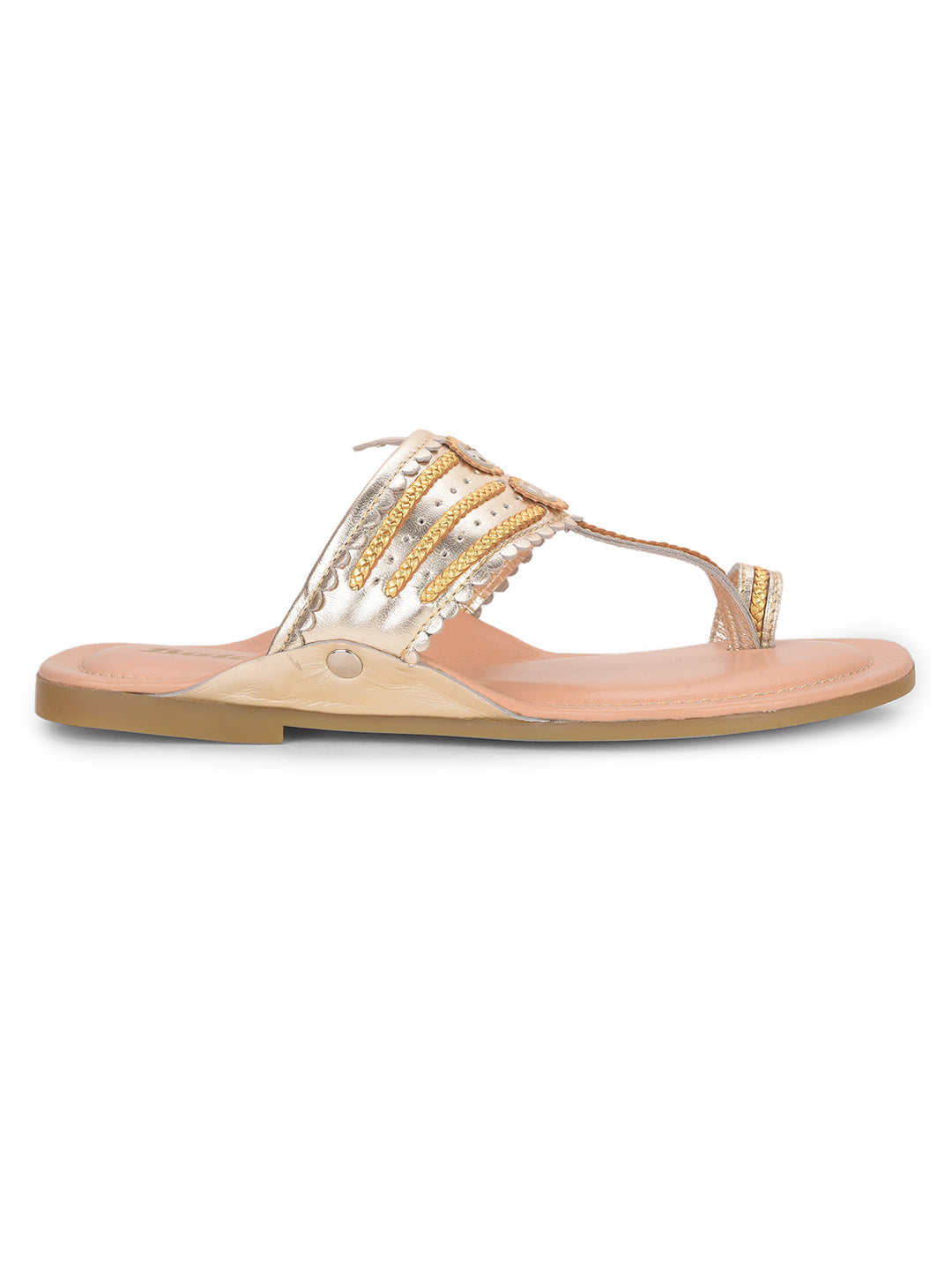 Bata Women Rose Gold Casual Toe Ring Flats - Rose Gold - View 2