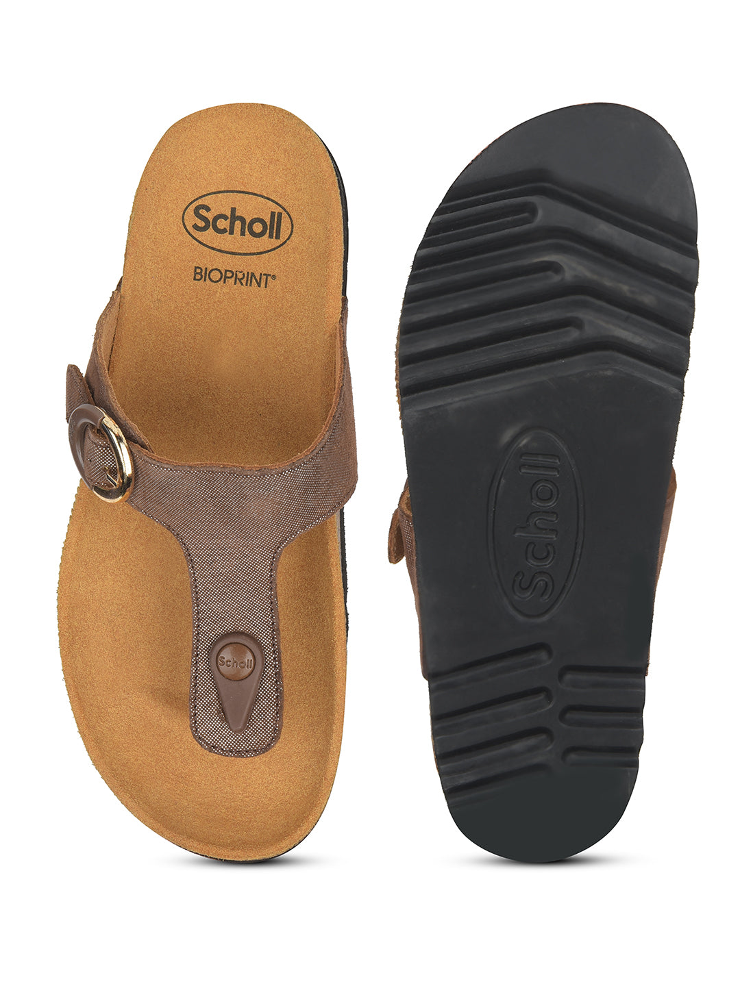 Scholl Women Brown Wedge Heel Thong Sandal - Brown - View 4