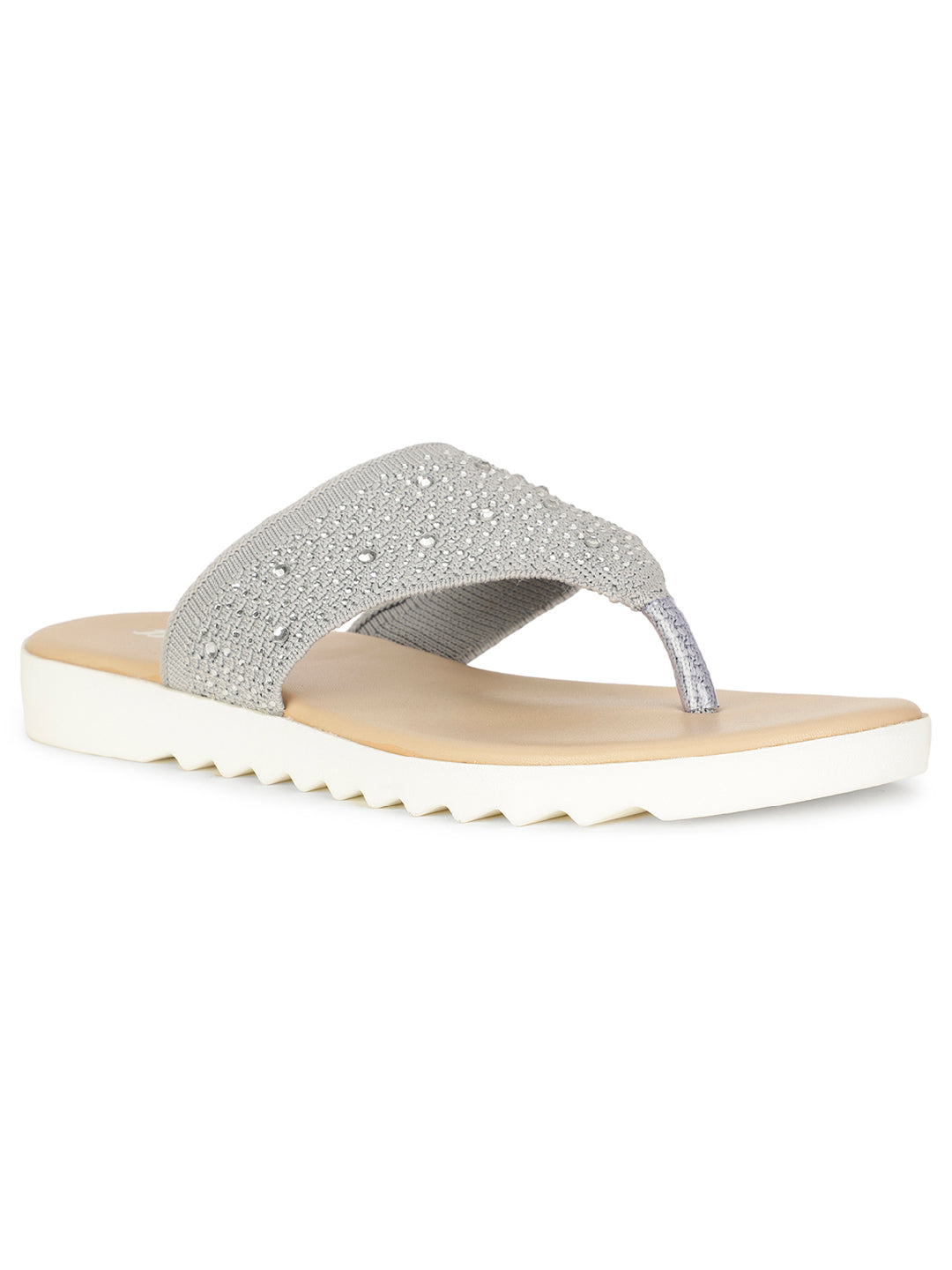 Bata Women Grey Casual Thong Flats - Grey - View 1