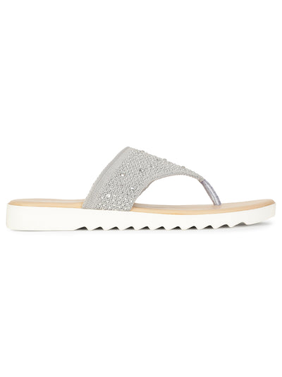 Bata Women Grey Casual Thong Flats - Grey - View 2
