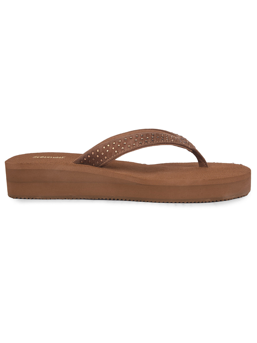 Bata Women Tan Platform Heel Thong Sandal - Tan - View 2