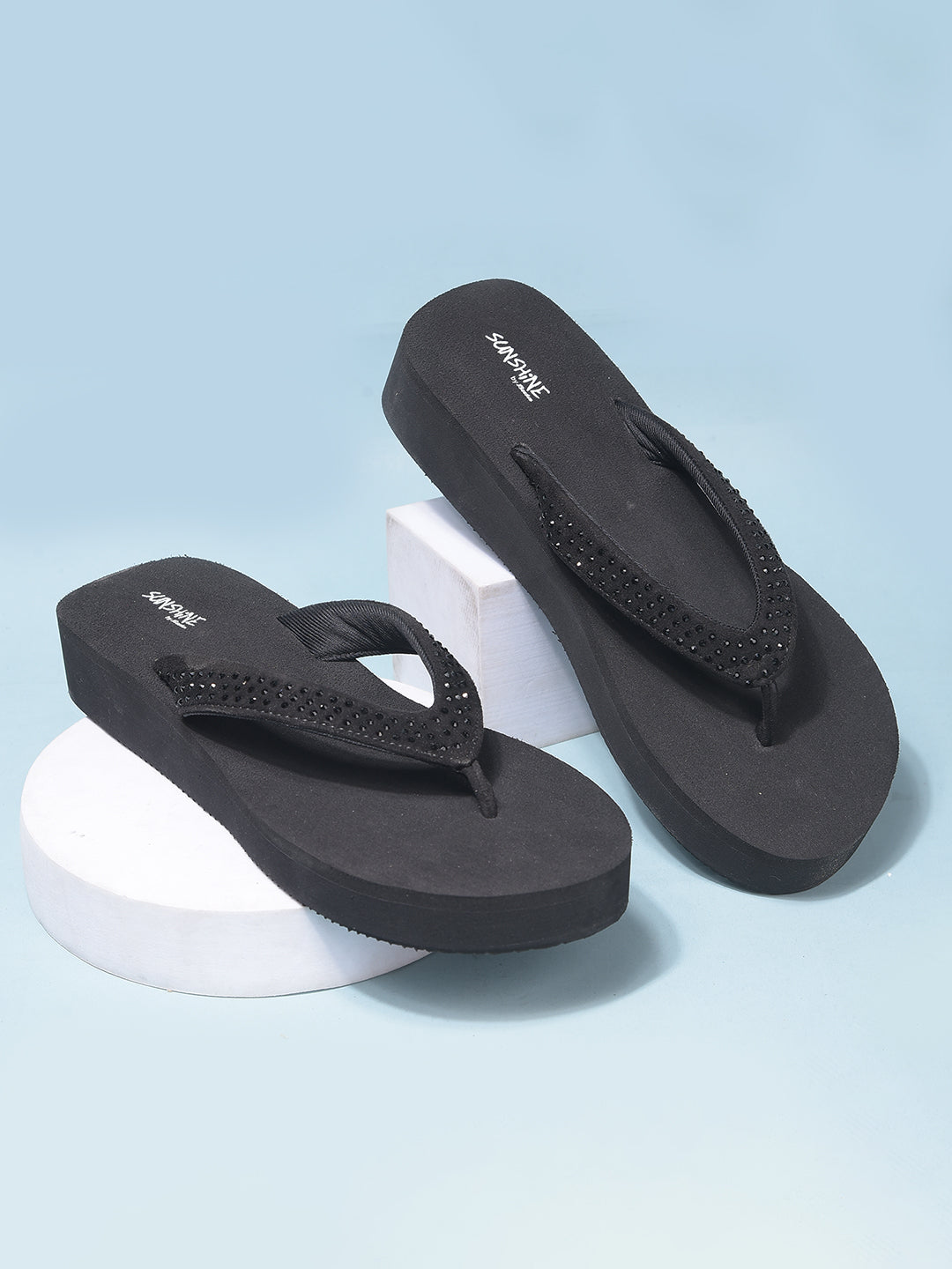Bata Women Black Platform Heel Thong Sandal - Black - View 6
