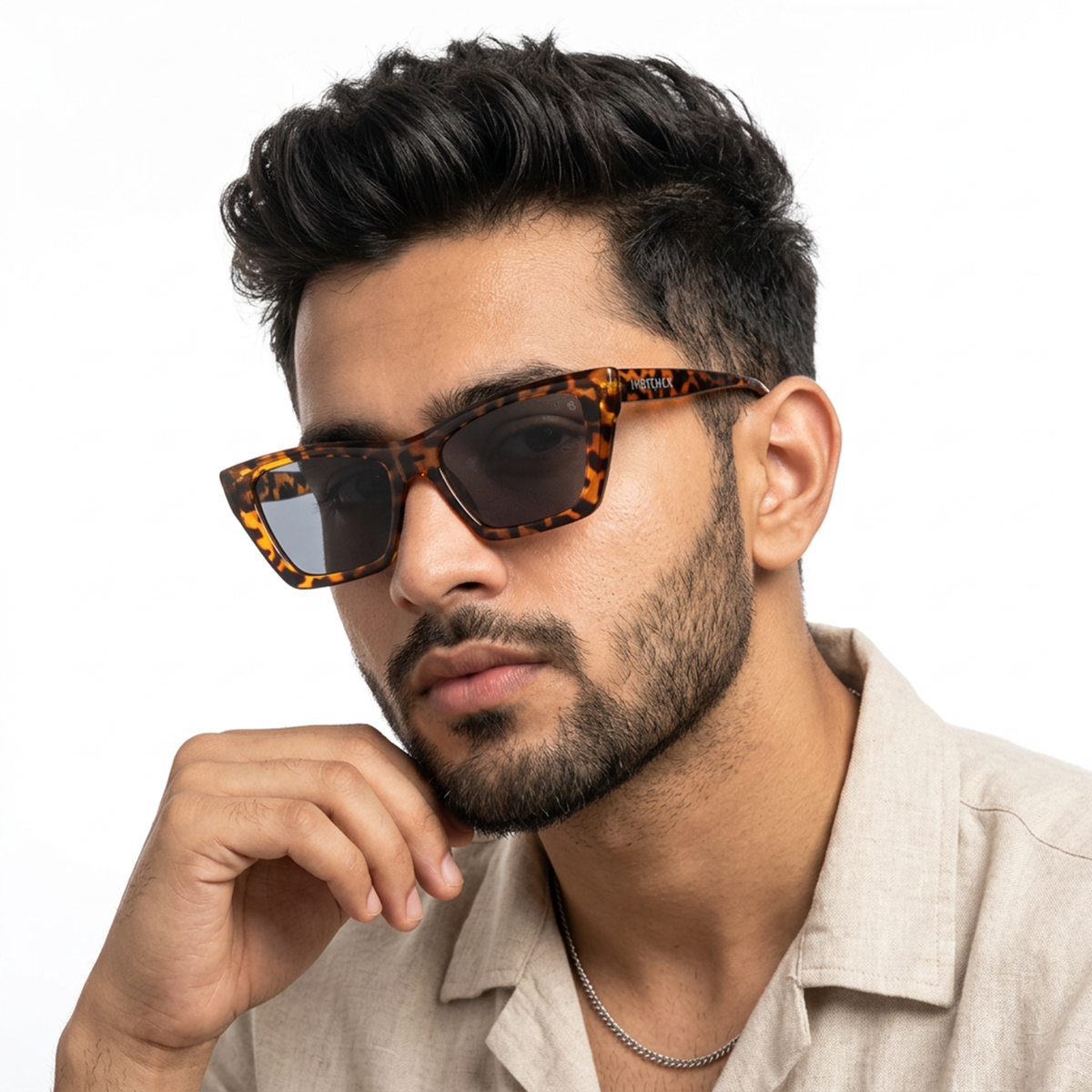 Eyejack Demi Brown Cateye Sunglasses for Men and Women - Style 1109 - worn by a male model (image 1)