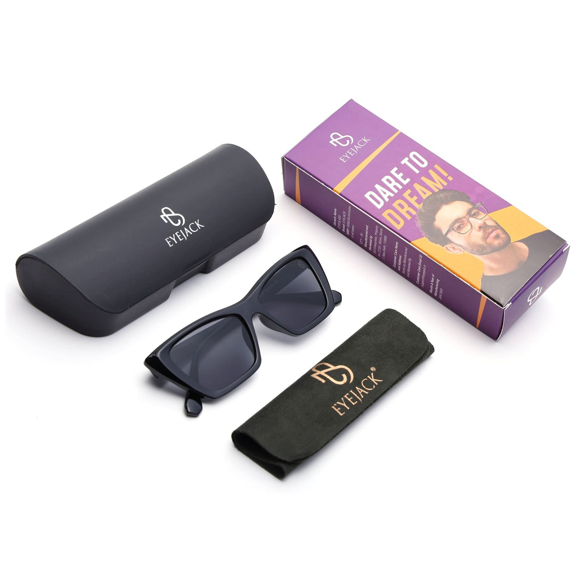 Eyejack Black Cateye Sunglasses for Men and Women - Style L542 - view 7
