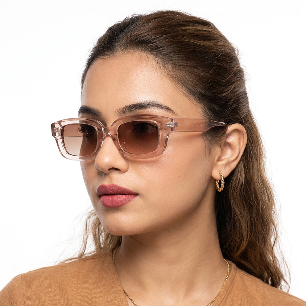Eyejack Brown & Transparent Wayfarer Sunglasses for Men and Women - worn by a male model (image 3)
