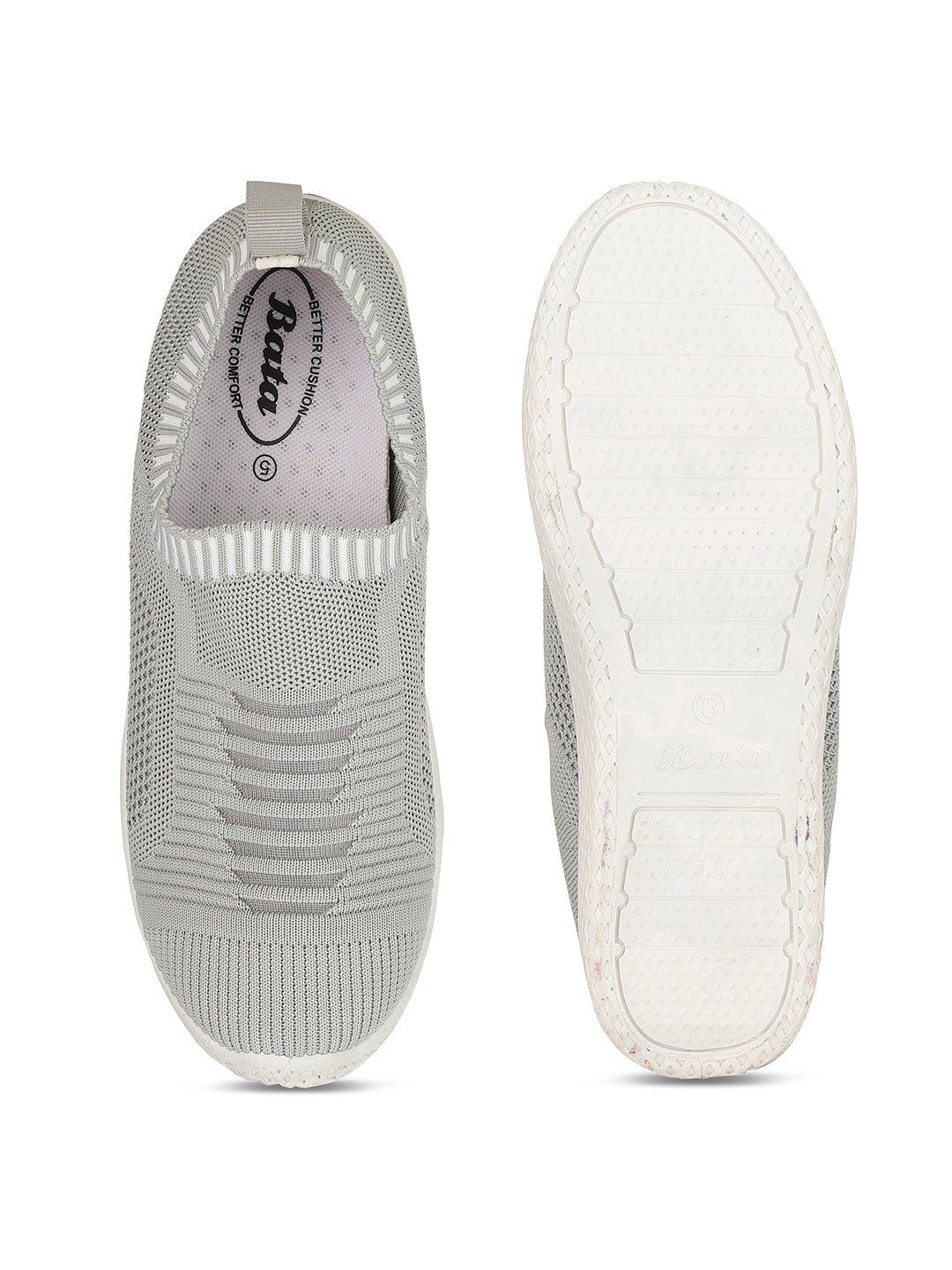 Bata Women Grey Casual Slip-on Shoes - Grey - View 4