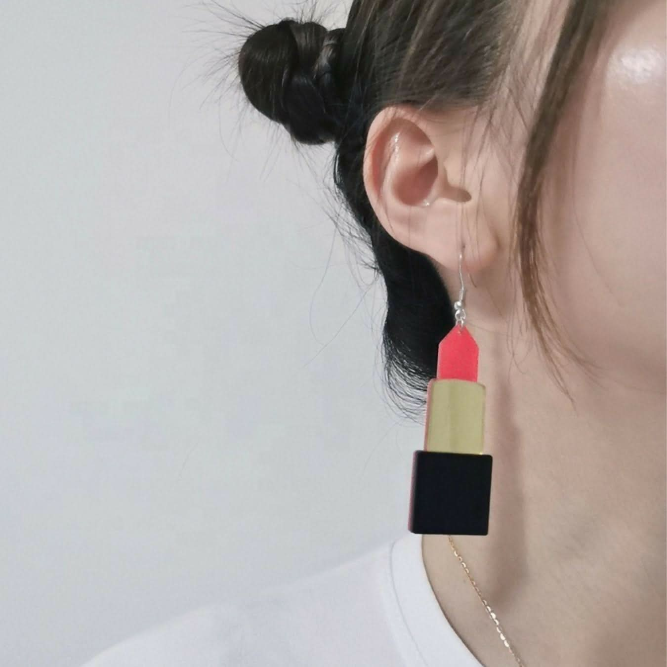 Bold and Beautiful: Lipstick and Geometric Earrings Combo Set of 2