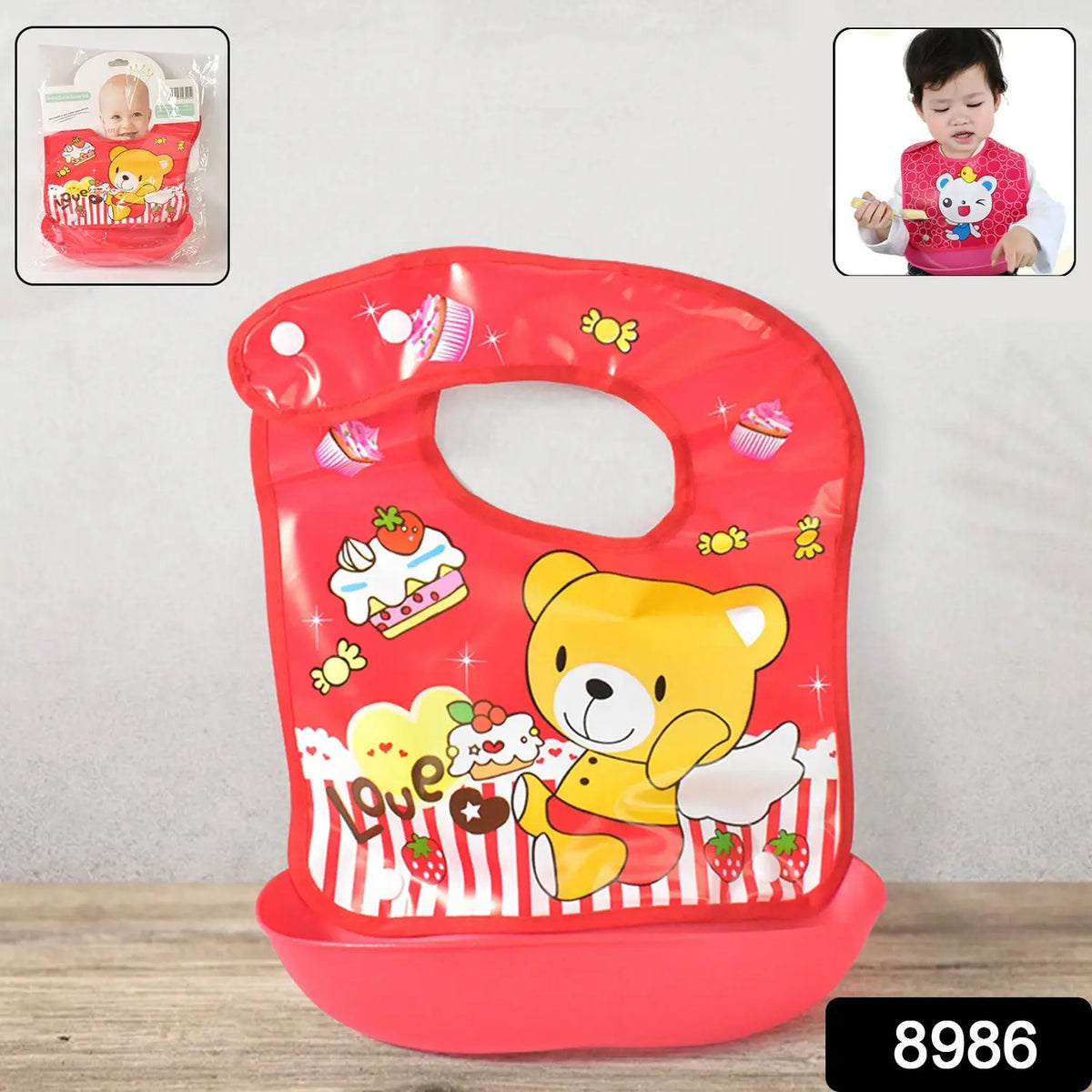 Multifunctional Waterproof Bpa Free Reusable Soft Fabric Plastic Baby Bib (1 Pc) HP DD