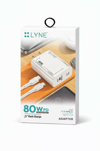 LYNE 80W PD Fast Charger with USB Type-C Output & 1M Cable – Startup 19 / Chamber 25C Pro