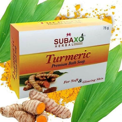 SUBAXO Turmeric Bath Glycerine For Soft & Clear Skin Soap Pack (6x75g,Pack Of 6) - HalfPe