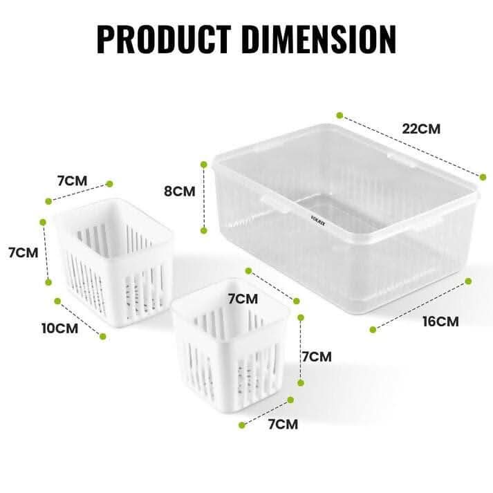 Refrigerator Storage Containers with 6 Drain Basket Riva Enterprise