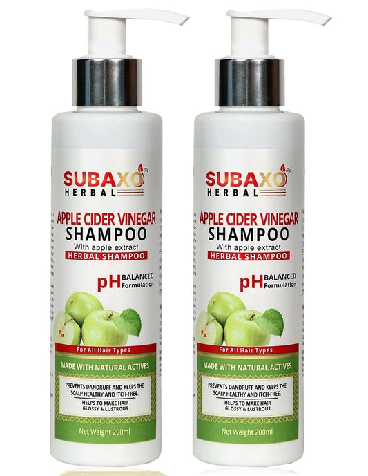 SUBAXO Apple Cider Vinegar Herbal Shampoo Prevent Dandruff Make Hair Glossy & Lustrous (200ml - Pack Of 2) - HalfPe