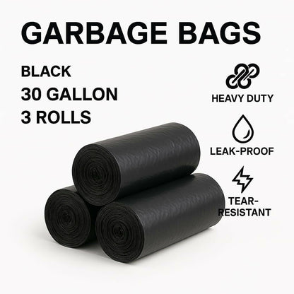 Heavy-Duty Large Black Trash Bags 55 Gallon Sturdy & Tear-Resistant Garbage Bags for Commercial, Lawn & Leaf Use (Pack of 100)