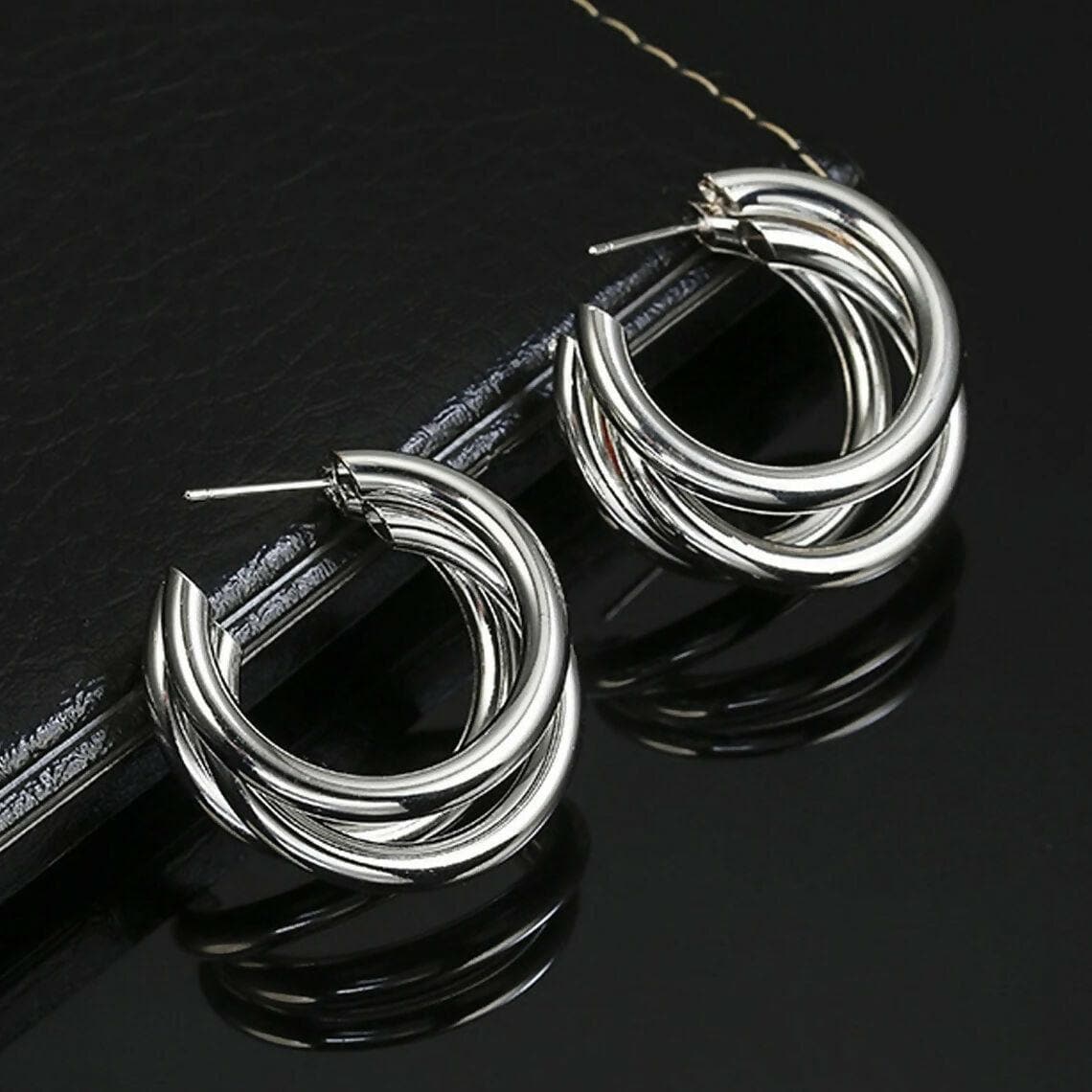 Pinapes New Silver-Style Triple Hoop Earrings - HalfPe