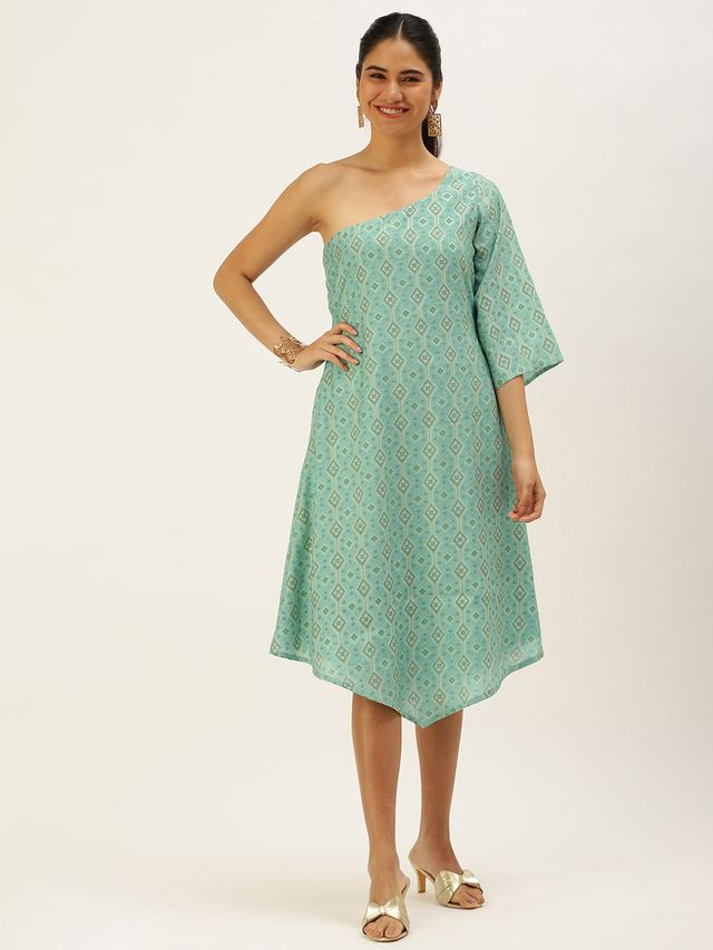 Bollywood Vogue Ready To Wear Blue Modal Satin Dress