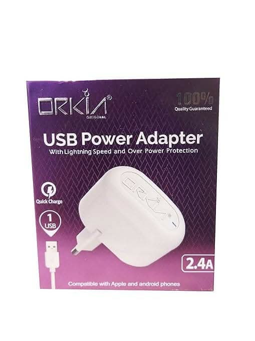 Orkia 2.4A Fast Charging USB Adapter with Data Cable Hayagreeva Enterprises