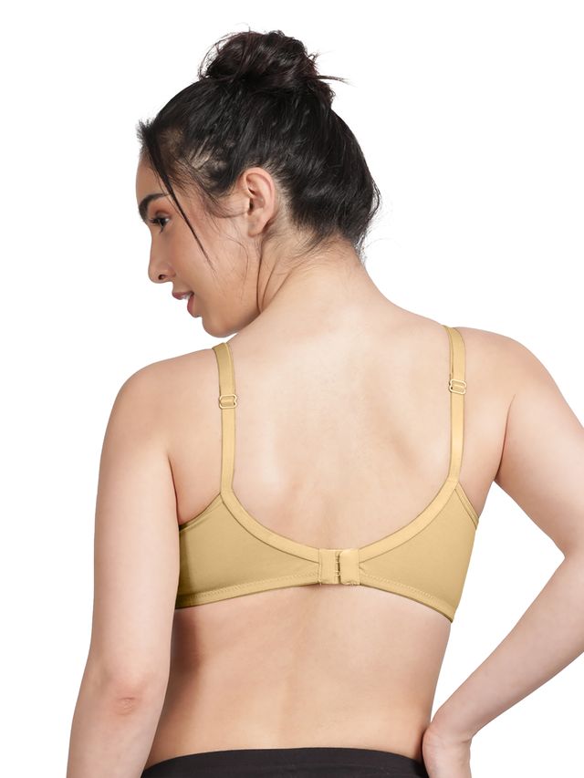 Susie Half Coverage Buff Skin Non Padded Wirefreee Adjustable, Non Detachable Everyday Plunge Bra