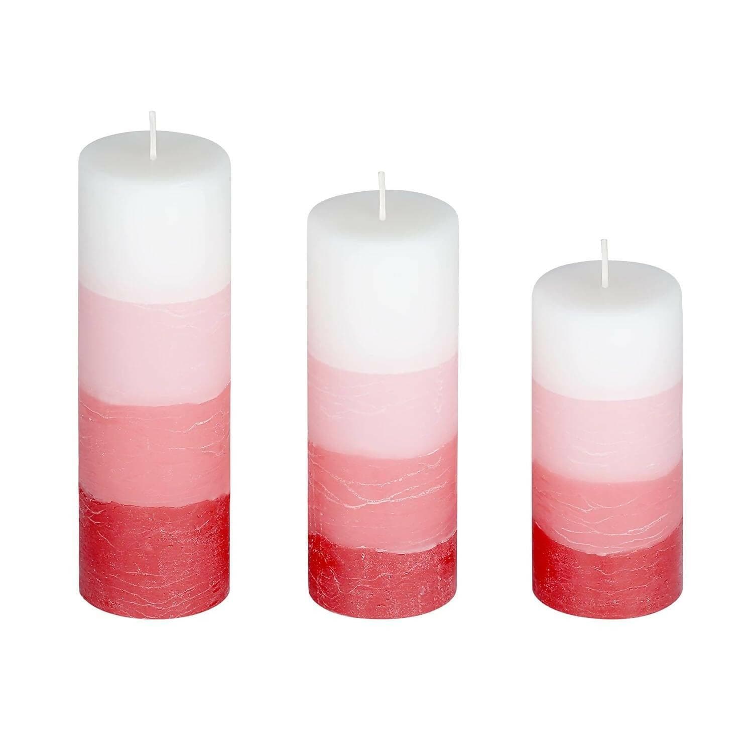 PROSPERRO LUMO by Parkash Candle Set of 3 Fragrance Pillar Candles Shade Finish (RED - Rose) - HalfPe