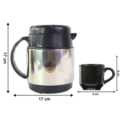 Premium Hot Express Tea and Coffee Set with Thermos Flask and 6 Ceramic Cups(1 Set)
