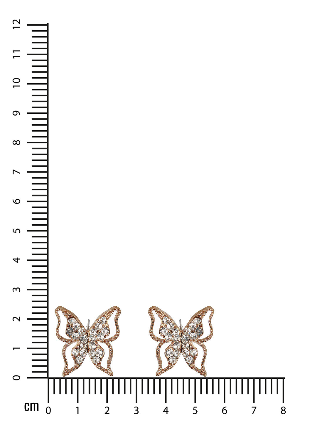 Gold Plated & Cz Studded Butterfly Shaped Stud Earrings
