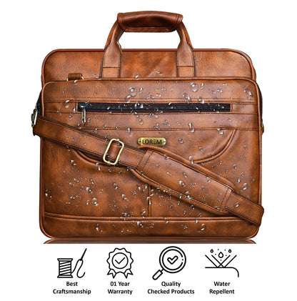 LOREM Tan Color Faux Leather 28L Messenger Bag For Men (BG06)