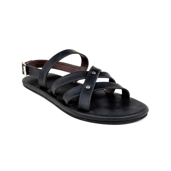 Ray Crossover Vegan Leather Black Men Sandals Planet Paaduks