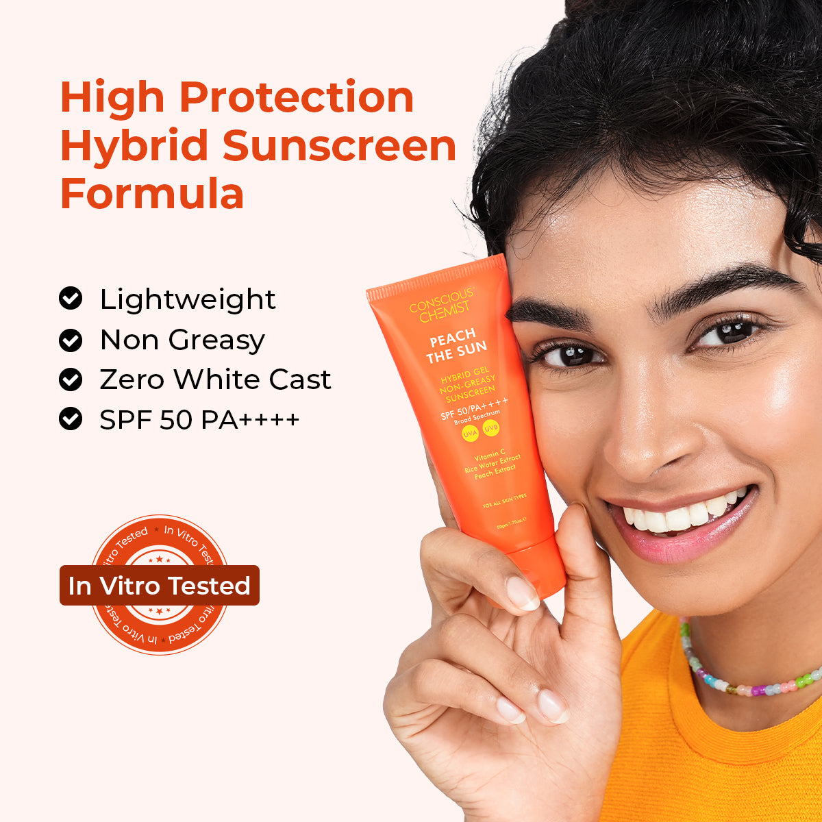 Conscious Chemist Sunscreen SPF 50 PA++++ | Vitamin C & Rice Water | Lightweight, No White Cast (50 g)