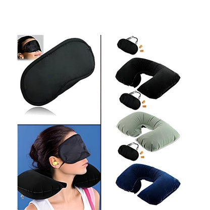 3-in-1 Air Travel Kit With Pillow Ear Buds  Eye Mask