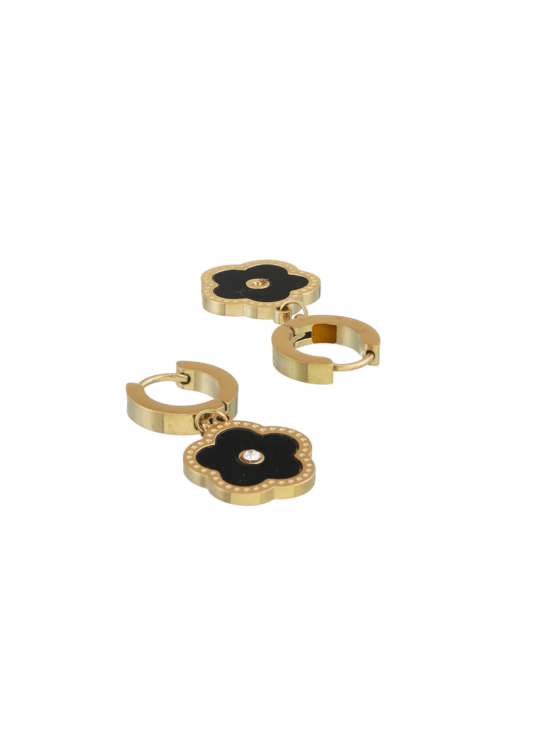 Gold-Plated Floral Half Hoop Earrings