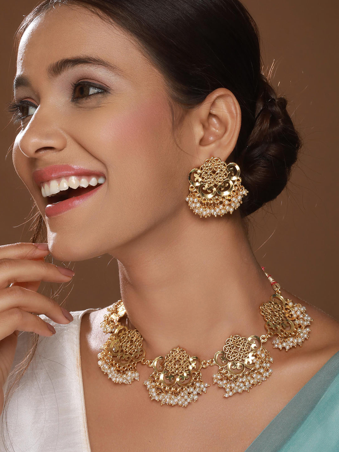 Jazz And Sizzle Gold-Plated Kundan Studded & Beaded Jewelry Set