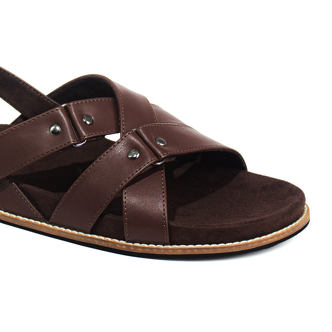 Fox Luxe Crossover Vegan Leather Brown Men Sandals Planet Paaduks
