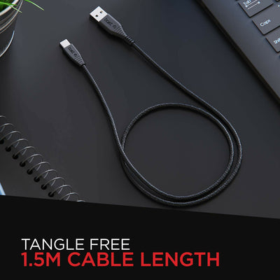 boAt Type C A320 Tangle-Free, Sturdy Type C Cable, Compatible With Smartphones & Tablets 1.5Meter (Black)