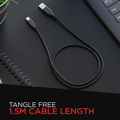 boAt Type C A325/A320 Tangle-Free, Sturdy Type C Cable, Compatible With Smartphones & Tablets 1.5Meter (Black)