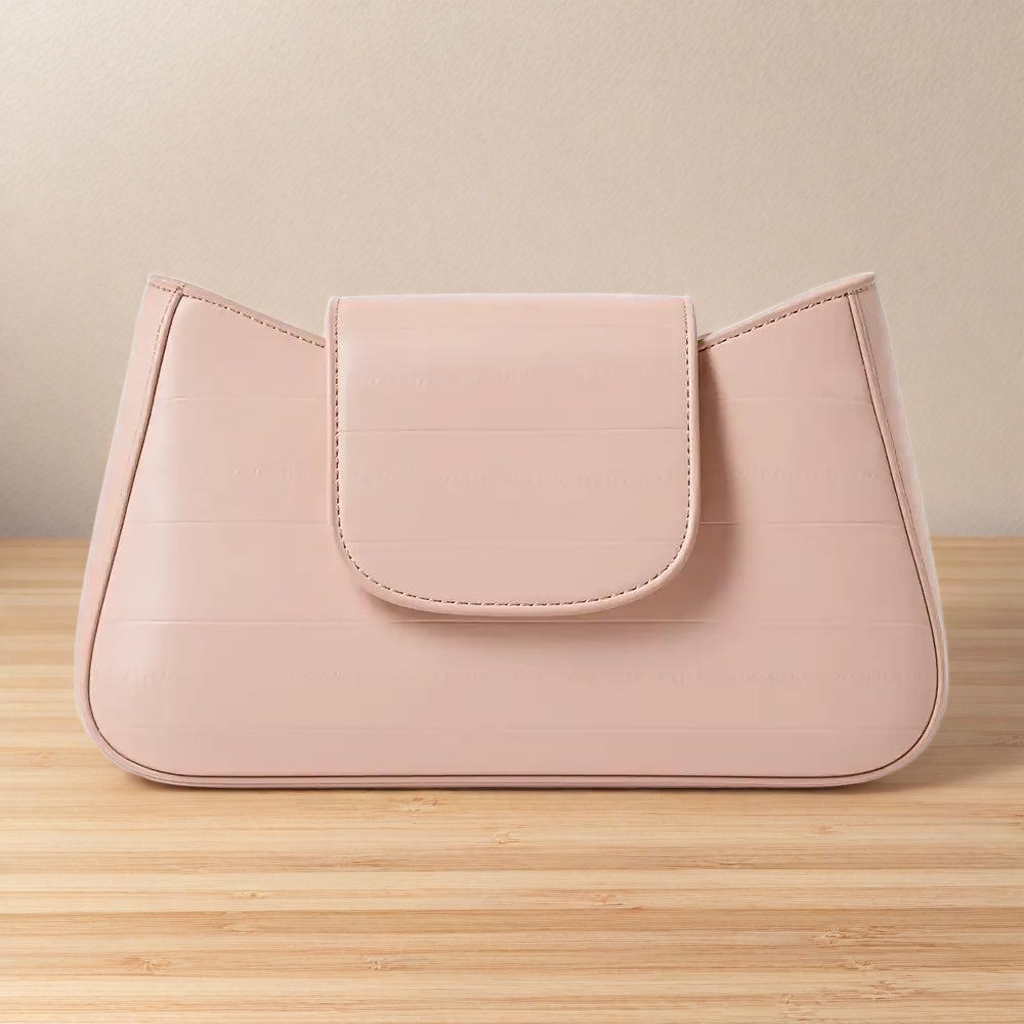 Blush Braided Handle Shoulder Bag with Chain Detail