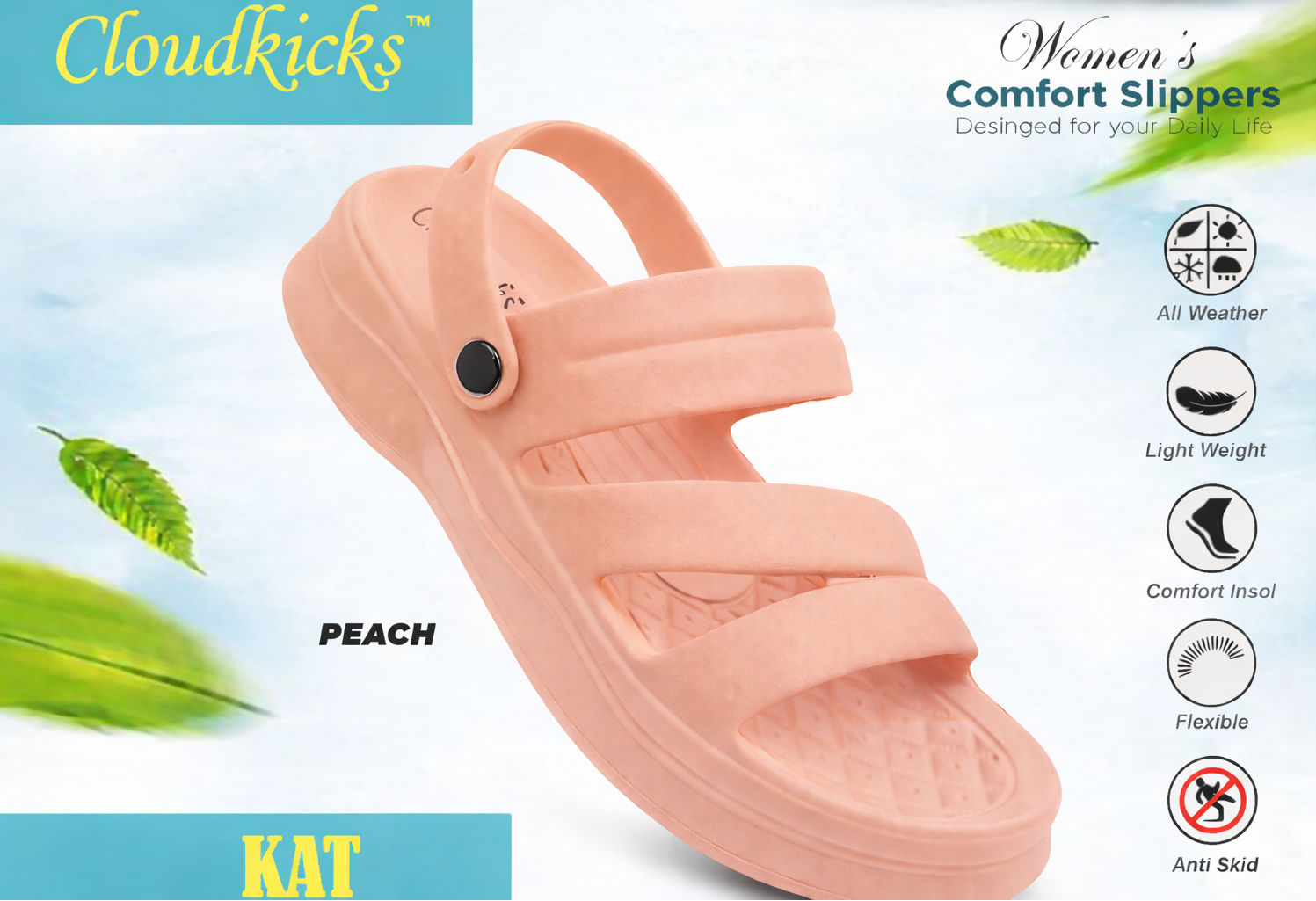 Cloudkicks Womens Everyday Comfort Slippers Lightweight Cushioned Anti Skid Footwear AGARWAL ENTEPRISES