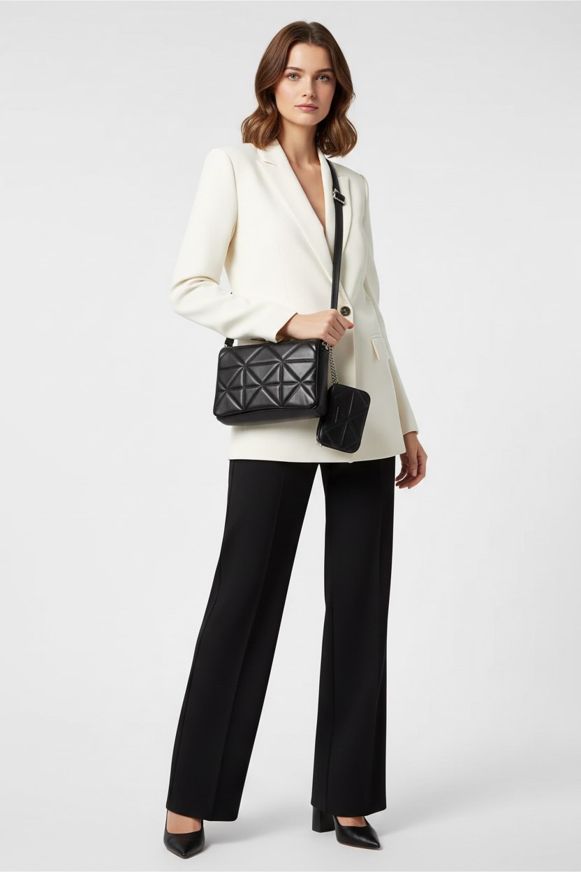 Elegant Quilted Sling Bag with Mini Pouch – Chic & Versatile (Black) RAYORA ENTERPRISE