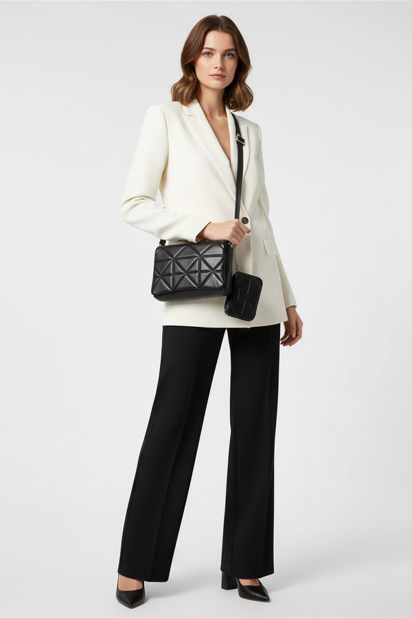 Elegant Quilted Sling Bag with Mini Pouch – Chic & Versatile (Black) RAYORA ENTERPRISE