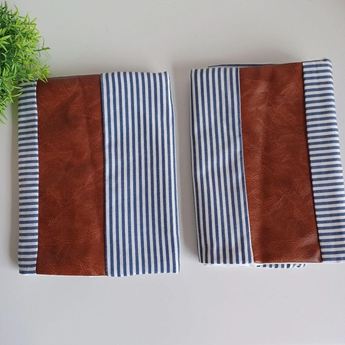 Leather & Cotton Pillow Covers 20x20 Inch (2 Pc Set) HP DD