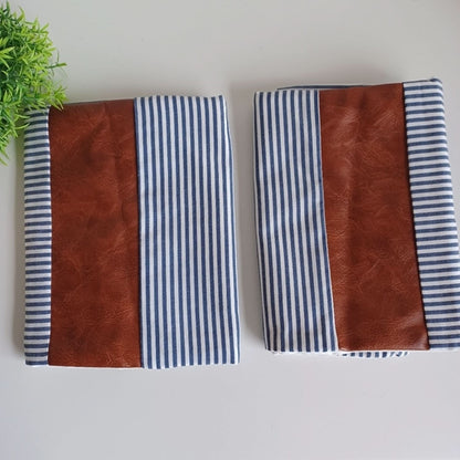 Leather & Cotton Pillow Covers 20x20 Inch (2 Pc Set)