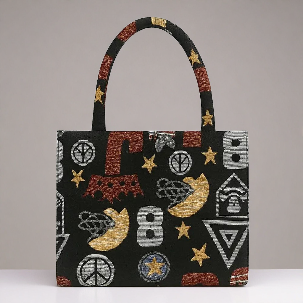 Monochrome Jungle Tapestry Tote Bag