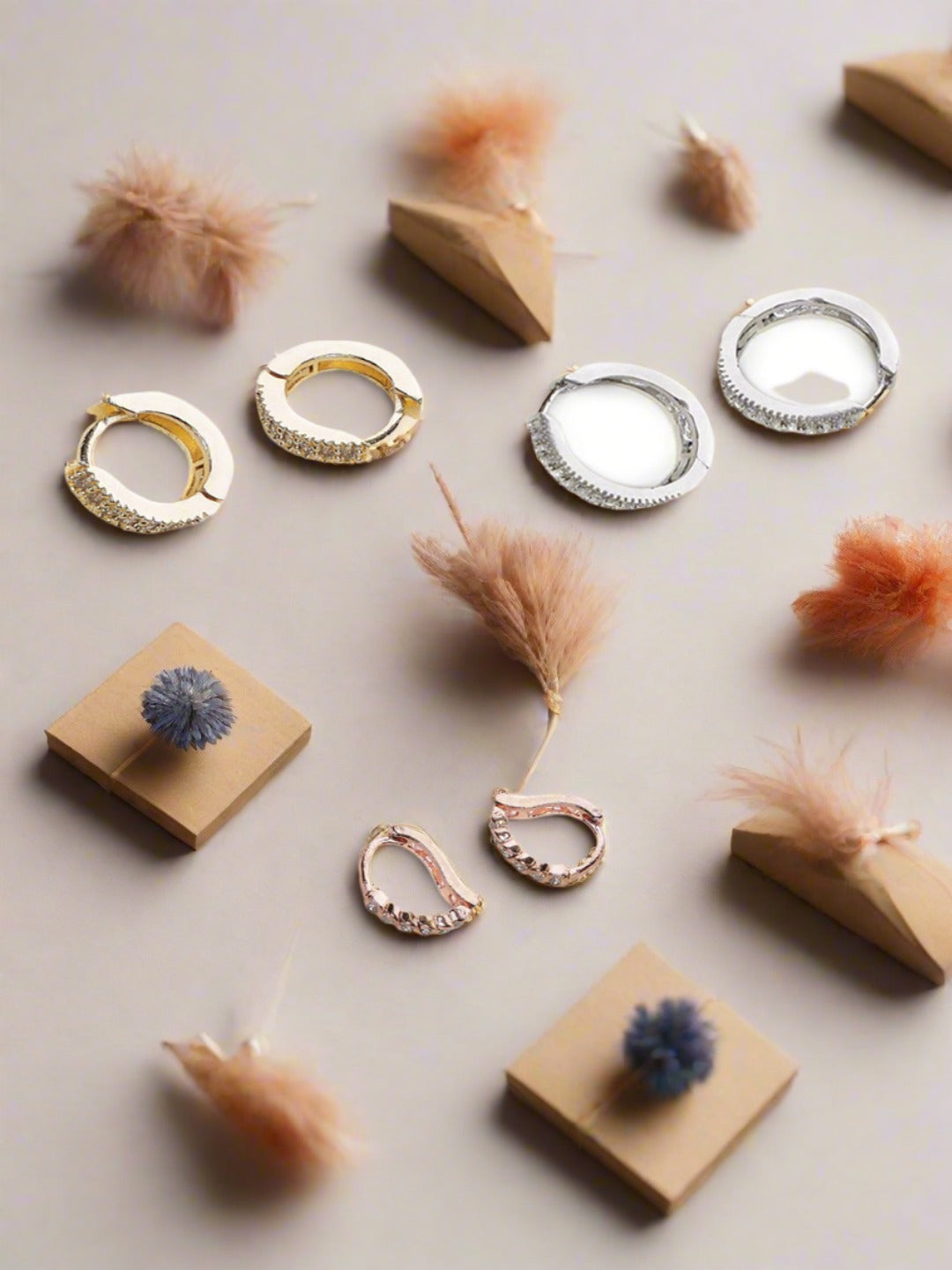 Set Of 3 Ad Studded Earrings