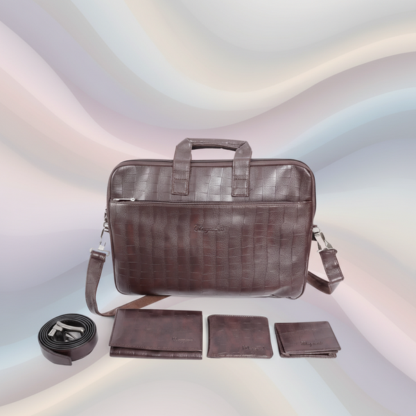 Elegant Leather Laptop Bag Set – Stylish & Functional for Work & Travel( Brown ) SUPER