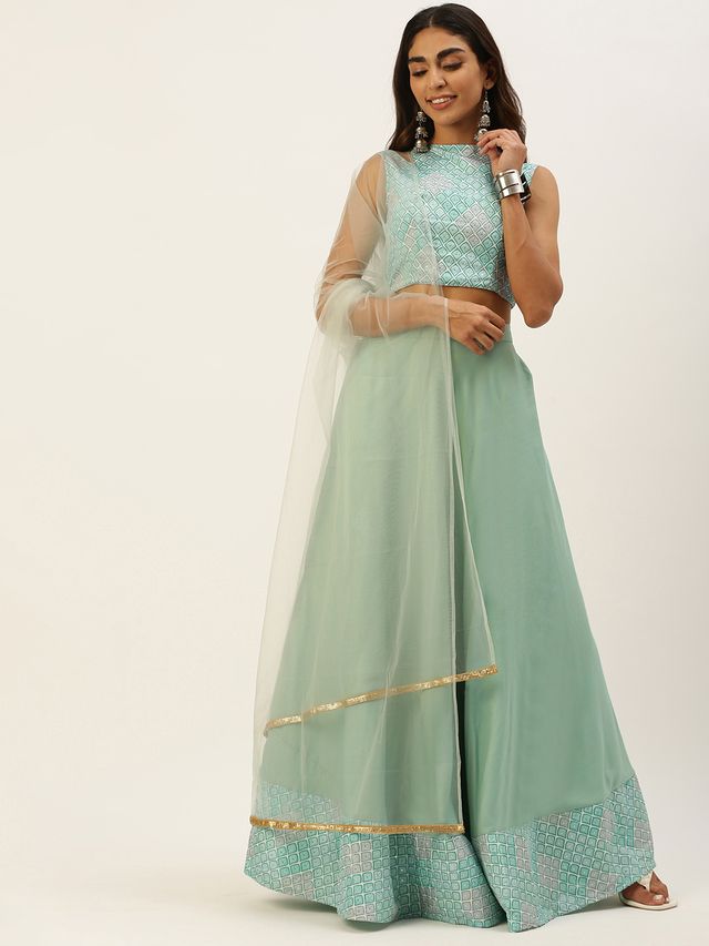 Bollywood Vogue Ready To Wear Multicolored Georgette Embroidered Lehanga Set
