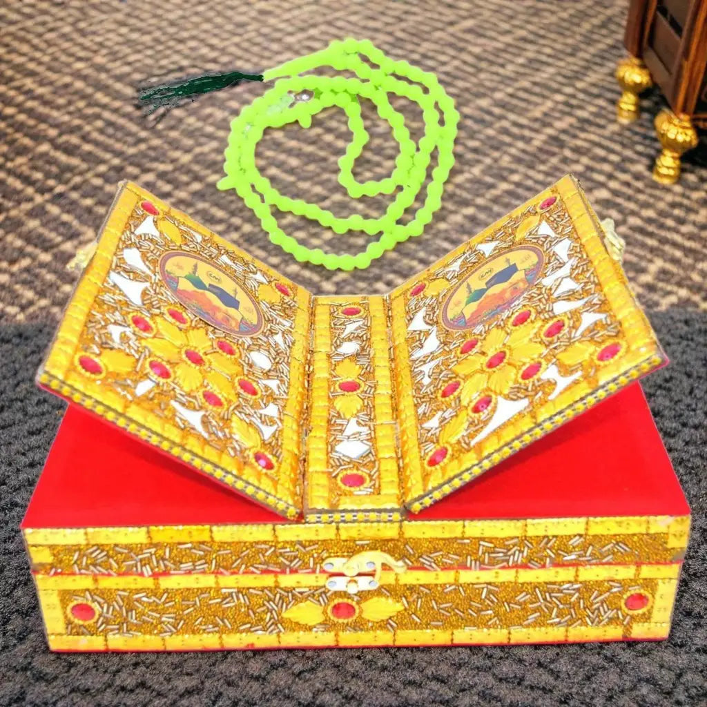 Santarms Handmade Quran Box with Tasbih (Foldable Wooden Rehal) Santarms