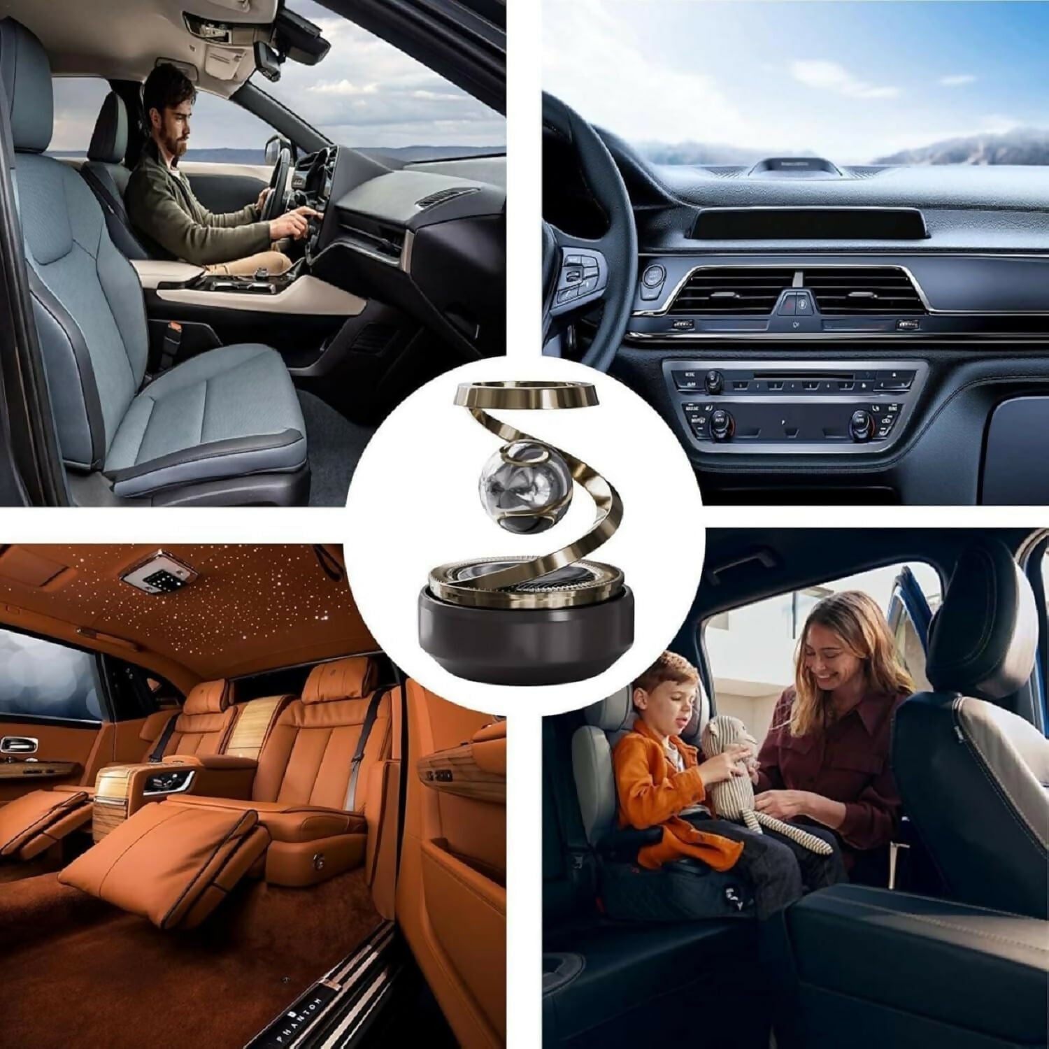 Solar Car Air Freshener Rotating Aromatherapy Perfume Diffuser