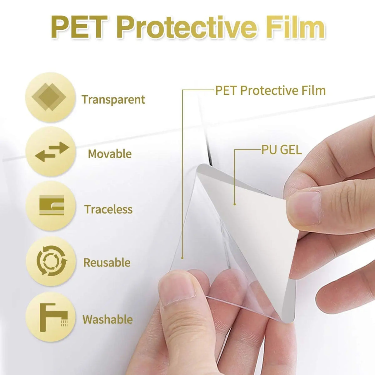 Nano Double-Sided Adhesive Tape – Strong Waterproof, Removable Gel Grip, No-Trace Wall Tape for Home, Kitchen, Bedroom – 0.6mm Clear (1PC) HP DD