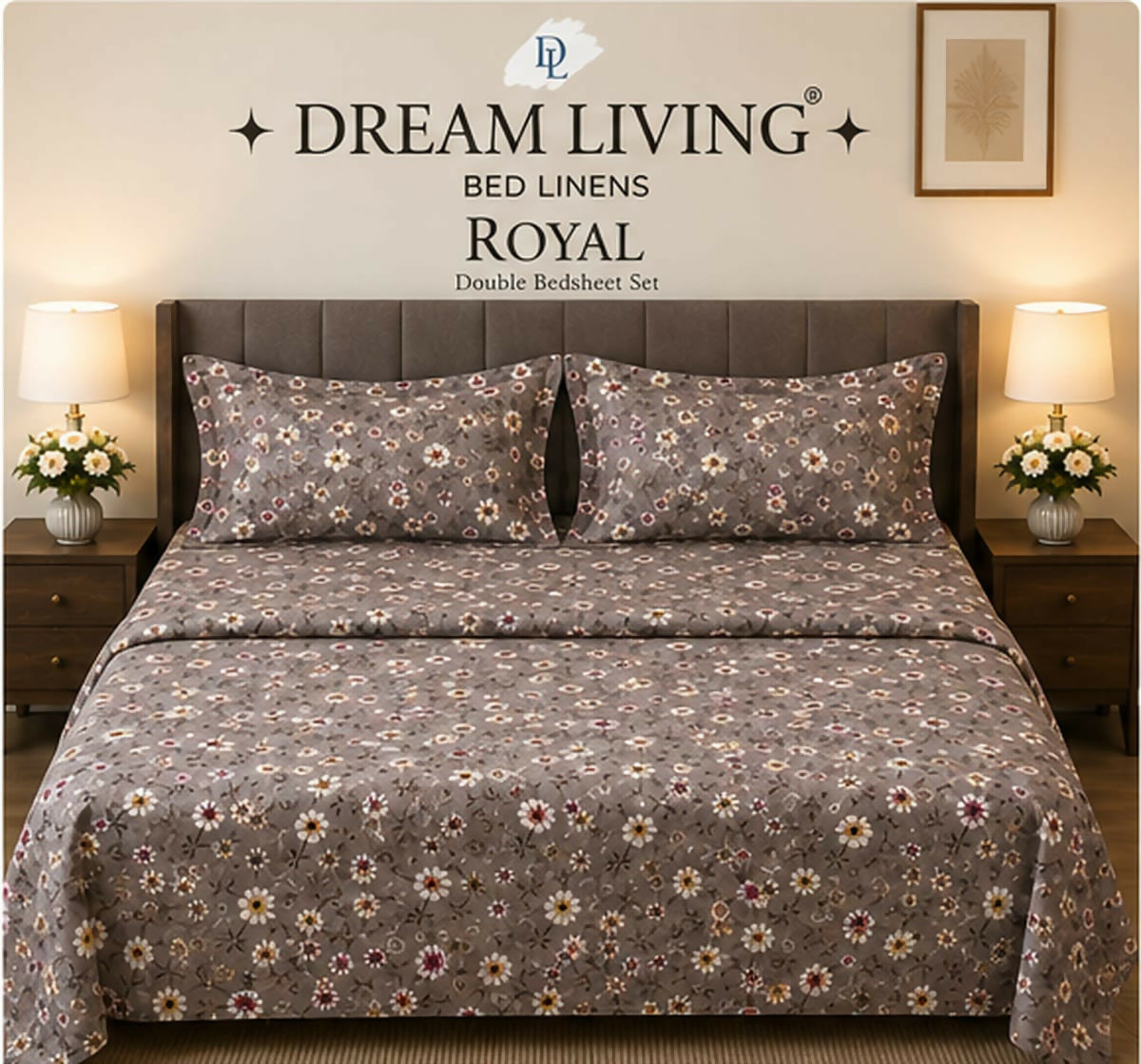 Dream Living Royal Floral Double Bedsheet Set – 220 × 240 cm
