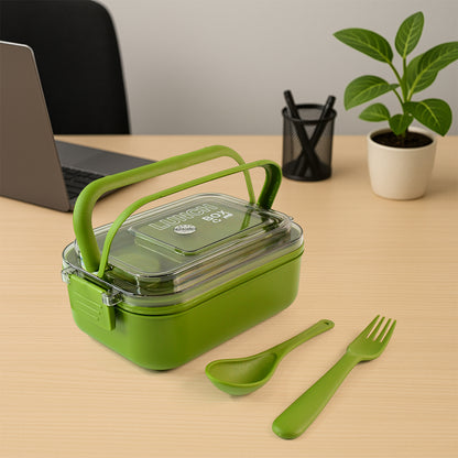 Magic Lunch Box With Leakproof Compartments  and Spoon-Fork Set | Airtight Sealed Bento Style Food Container (1 Pc)
